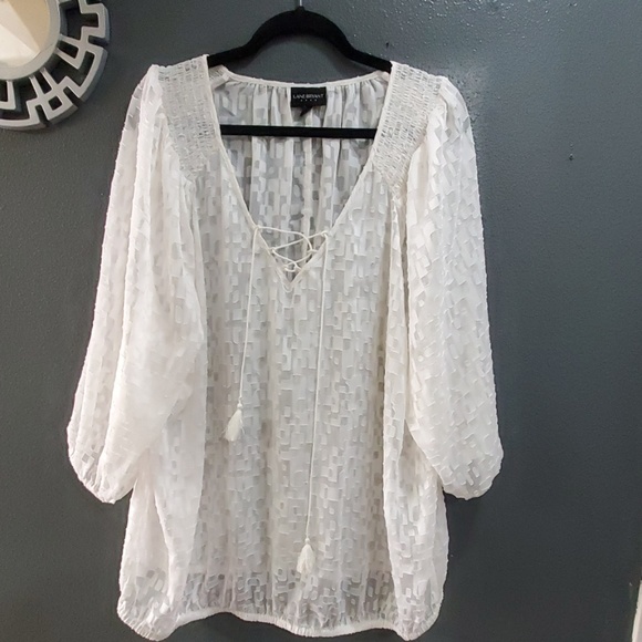 Lane Bryant Tops - Lane Bryant Flowy White Front Tie Blouse Size22/24